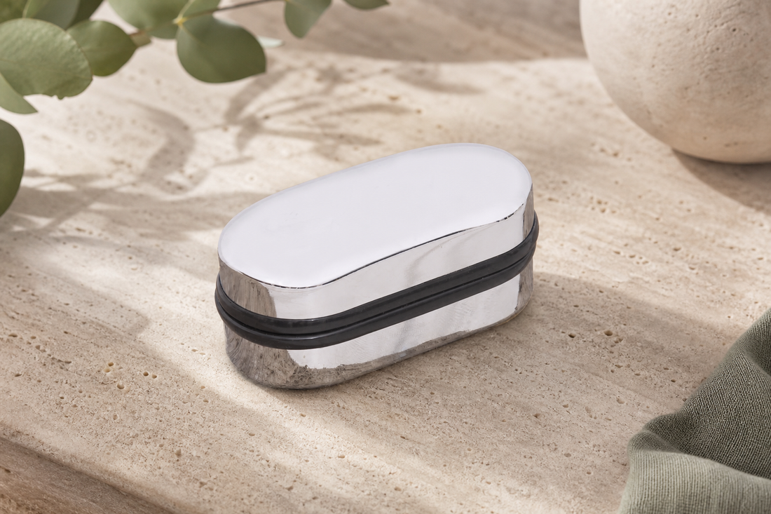 Personalised Chrome Cufflink Box in a themed gift-guide setting