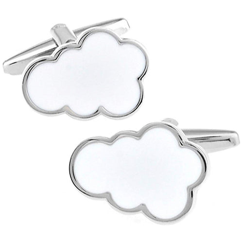 Silver And White Enamel Cloud Cufflinks