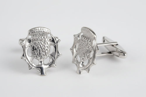 Sterling Silver Scottish Thistle Cufflinks