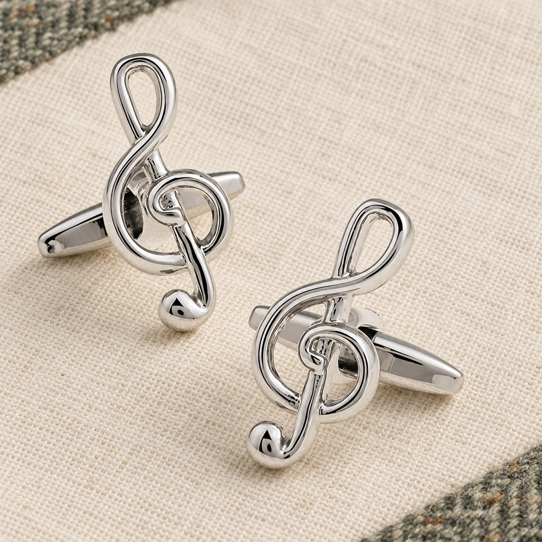 Treble Clef Musical Note Cufflinks in a muted gift setting