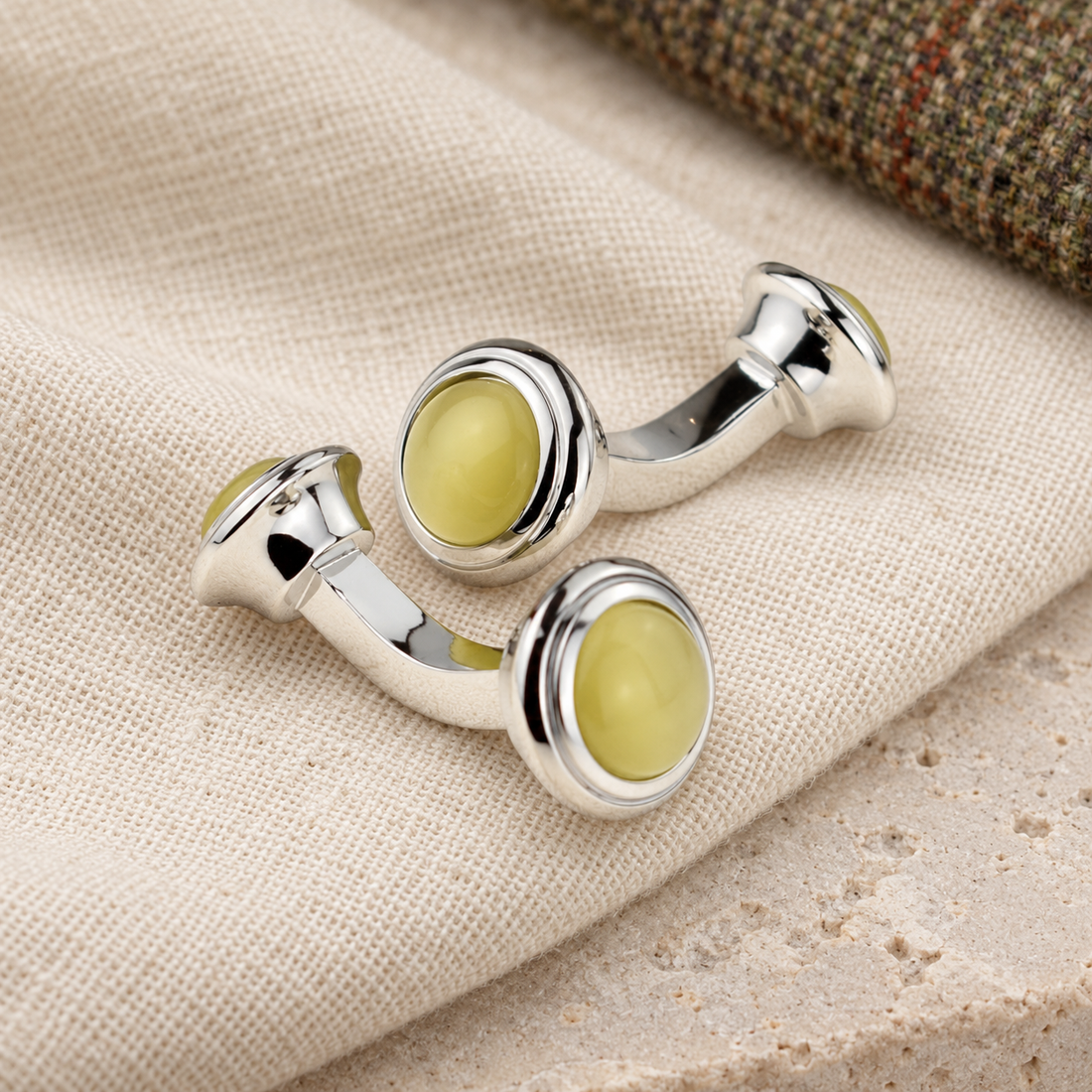 Yellow Fixed Bar Classic Cufflinks in a muted gift setting