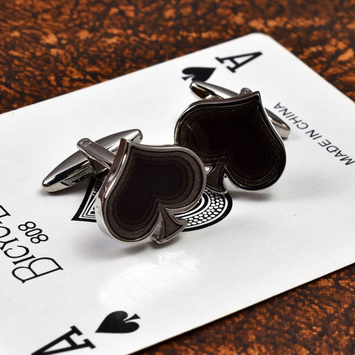 Spades Playing Cards Casino Gamblers Cufflinks