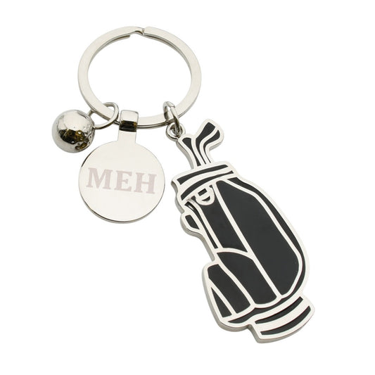 Personalised Golf Bag & Ball Keyring – Engravable Tag