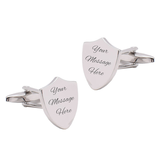 Personalised Shield Wedding Cufflinks Engraved