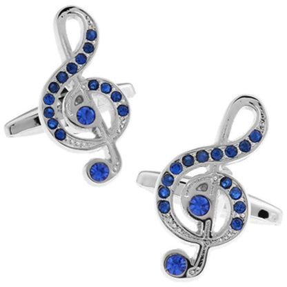 Blue Diamante Treble Clef Musical Note Cufflinks  | Ashton and Finch