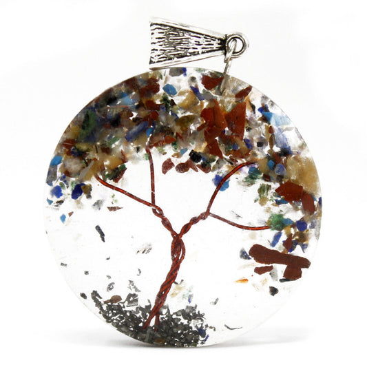Round Amethyst Tree Orgonite Power Pendant Mix
