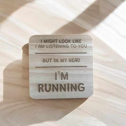 Running Coaster – I’d Rather Be Running – Engraved Wooden Coaster