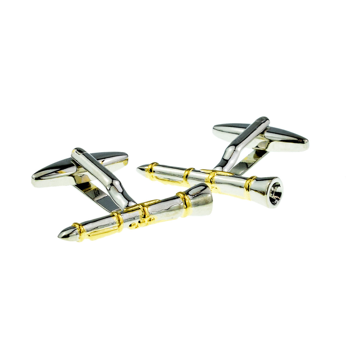 Two Tone Silver & Gold Clarinet Music Instrument Cufflinks | Ashton and Finch