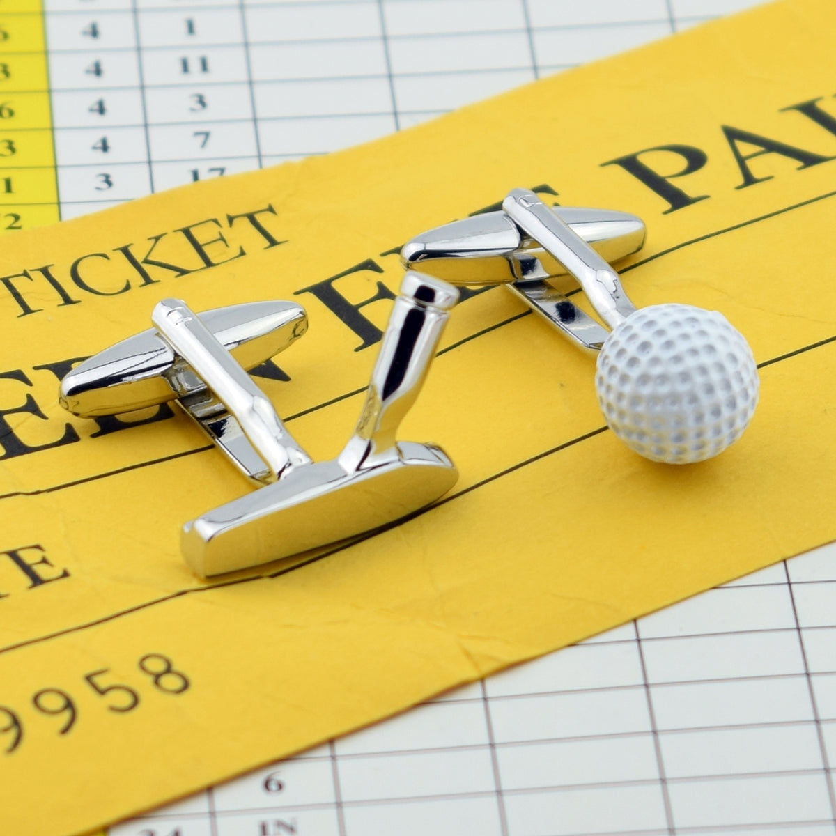 White Golf Ball & Silver Putter Golfers Cufflinks | Ashton and Finch