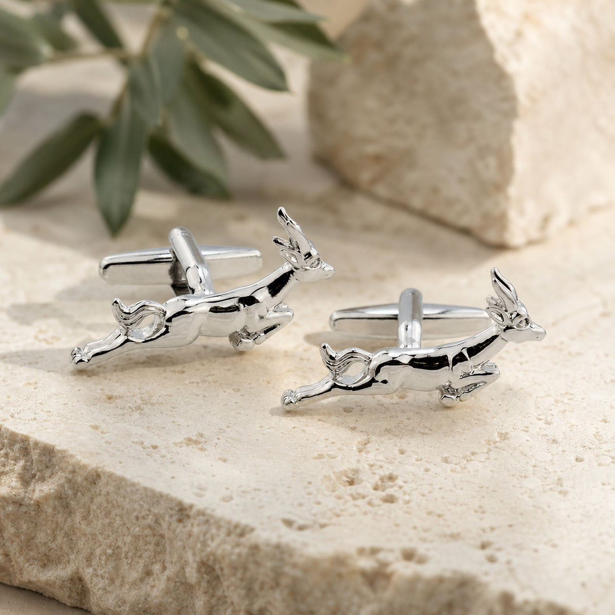 South African Springbok Cufflinks in a themed setting