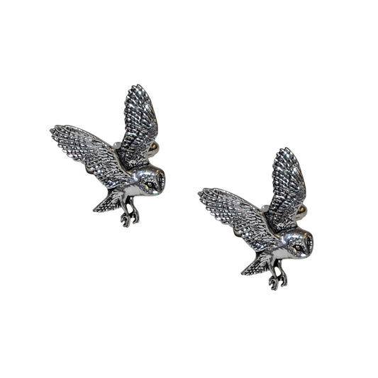 English Made Barn Owl Pewter Cufflinks | Ashton and Finch