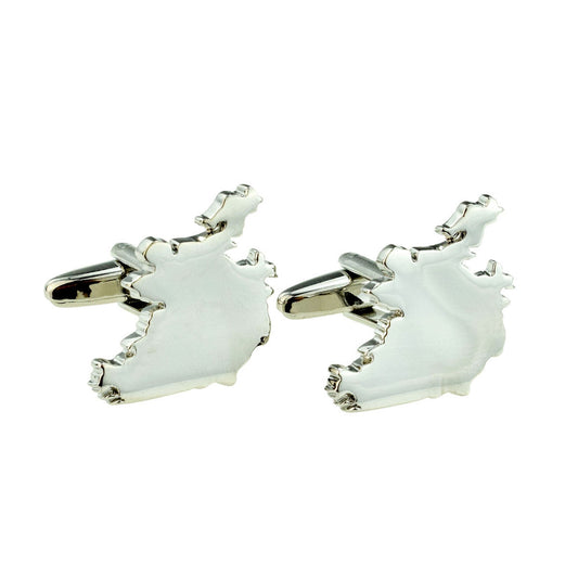 Outline Map of Ireland Irish Republic only Rhodium Plated Cufflinks | Ashton and Finch
