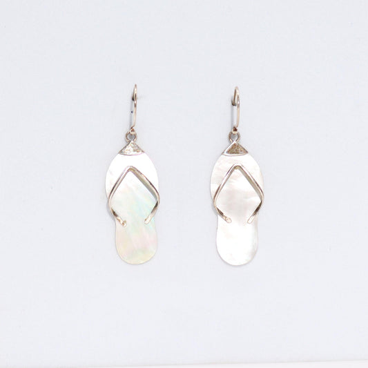 Shell and Silver Flip-Flop Earrings - Mother of Pearl