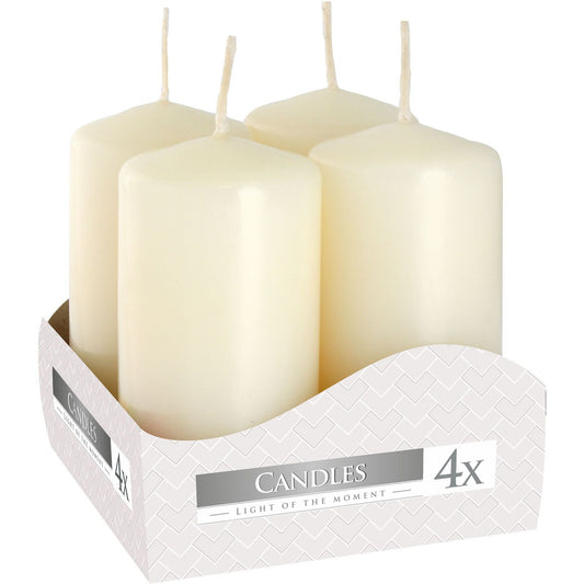Ivory Pillar Candle Set – 40 x 80mm (Pack of 4)