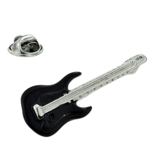 Black Electric Guitar Music Lapel Pin Badge