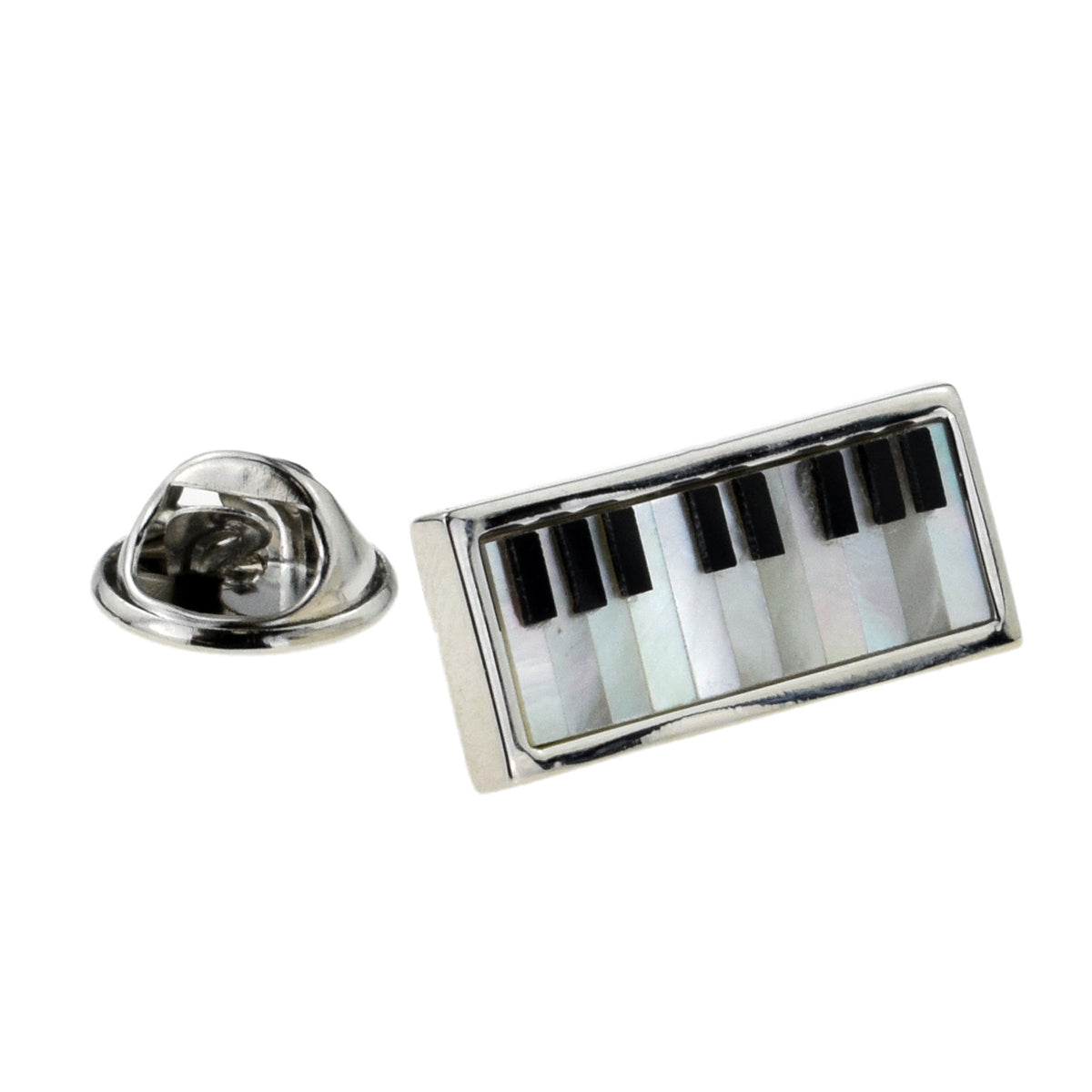 Mother of Pearl Insert Piano Keyboard Lapel Pin Badge