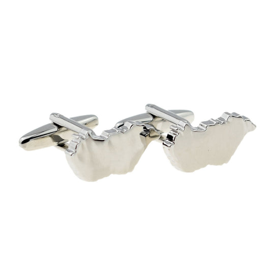 Outline Map of Hungary Rhodium Plated Cufflinks | Ashton and Finch