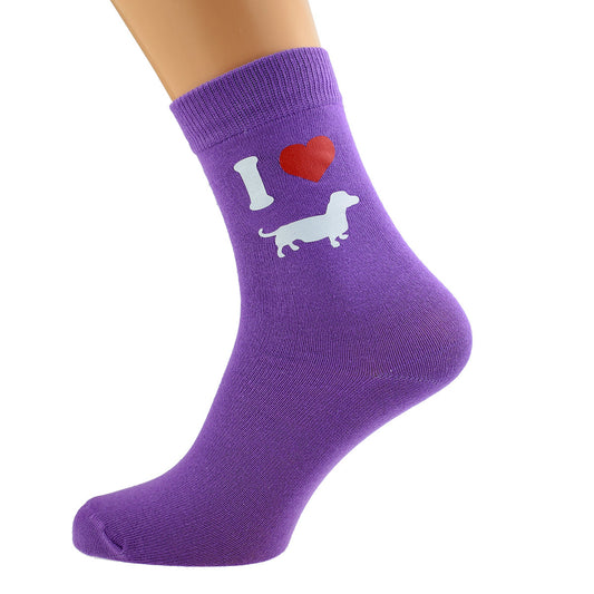 I Love Dachshunds Womens Purple Socks| Ashton and Finch