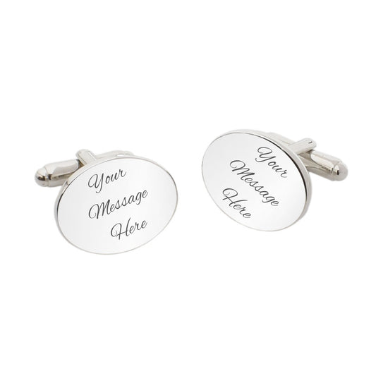 Personalised Smooth Oval Wedding Cufflinks Engraved