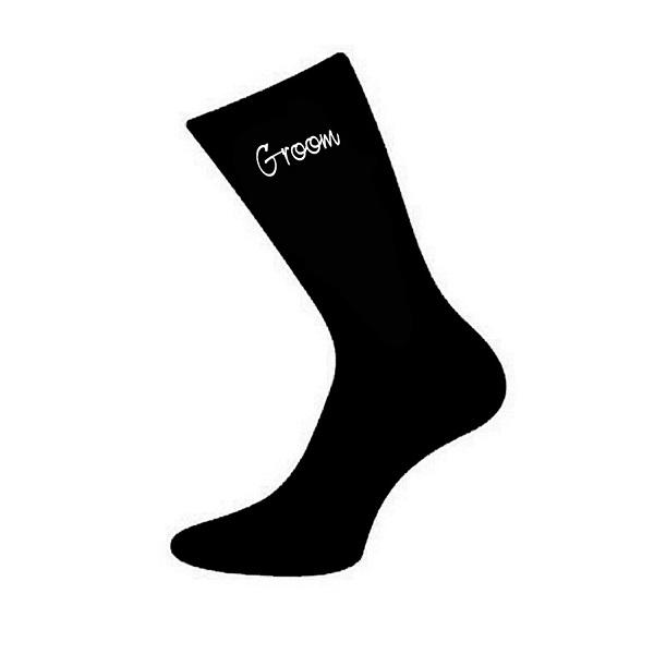 Mens Black Wedding Script Socks| Ashton and Finch