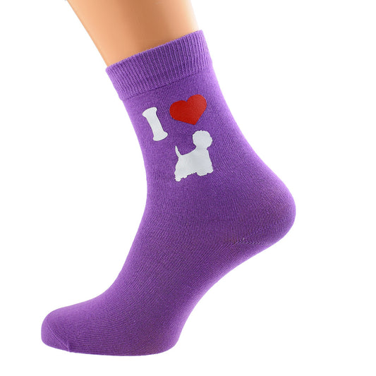 I Love West Highland Terriers Womens Purple Socks| Ashton and Finch