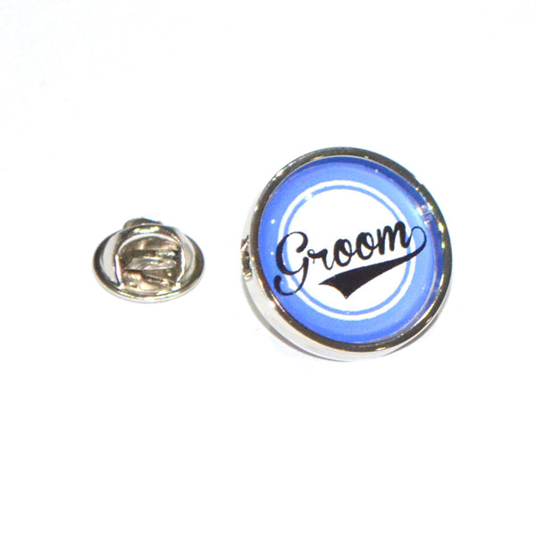 Contemporary Blue Wedding Lapel Pin Badge