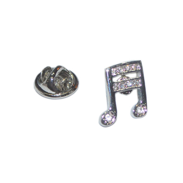 Crystal Encrusted Quaver Musical Note Lapel Pin Badge