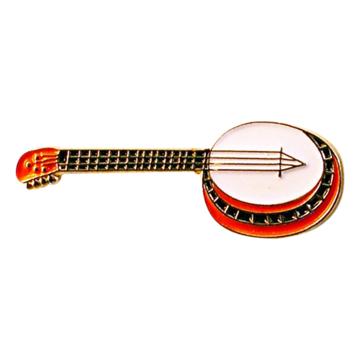 Banjo Music Instrument Metal Enamel Lapel Pin Badge