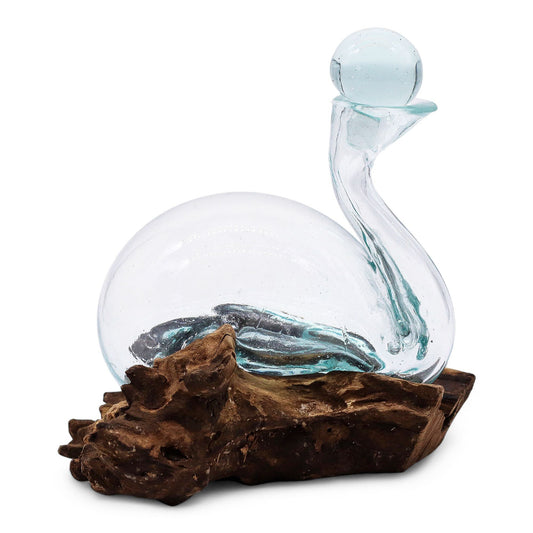 Molten Glass Duck Decanter on Wood