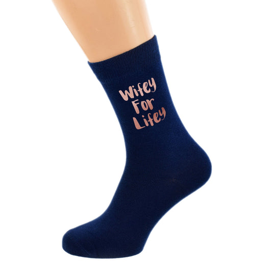 Mens Navy Blue Wifey For Lifey Socks| Ashton and Finch