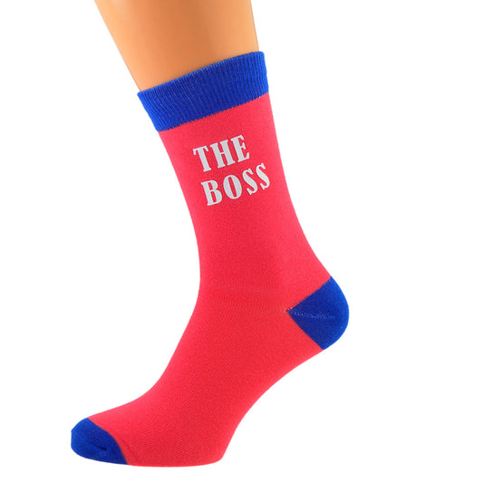 Salmon Pink Blue Unisex Socks The Boss| Ashton and Finch