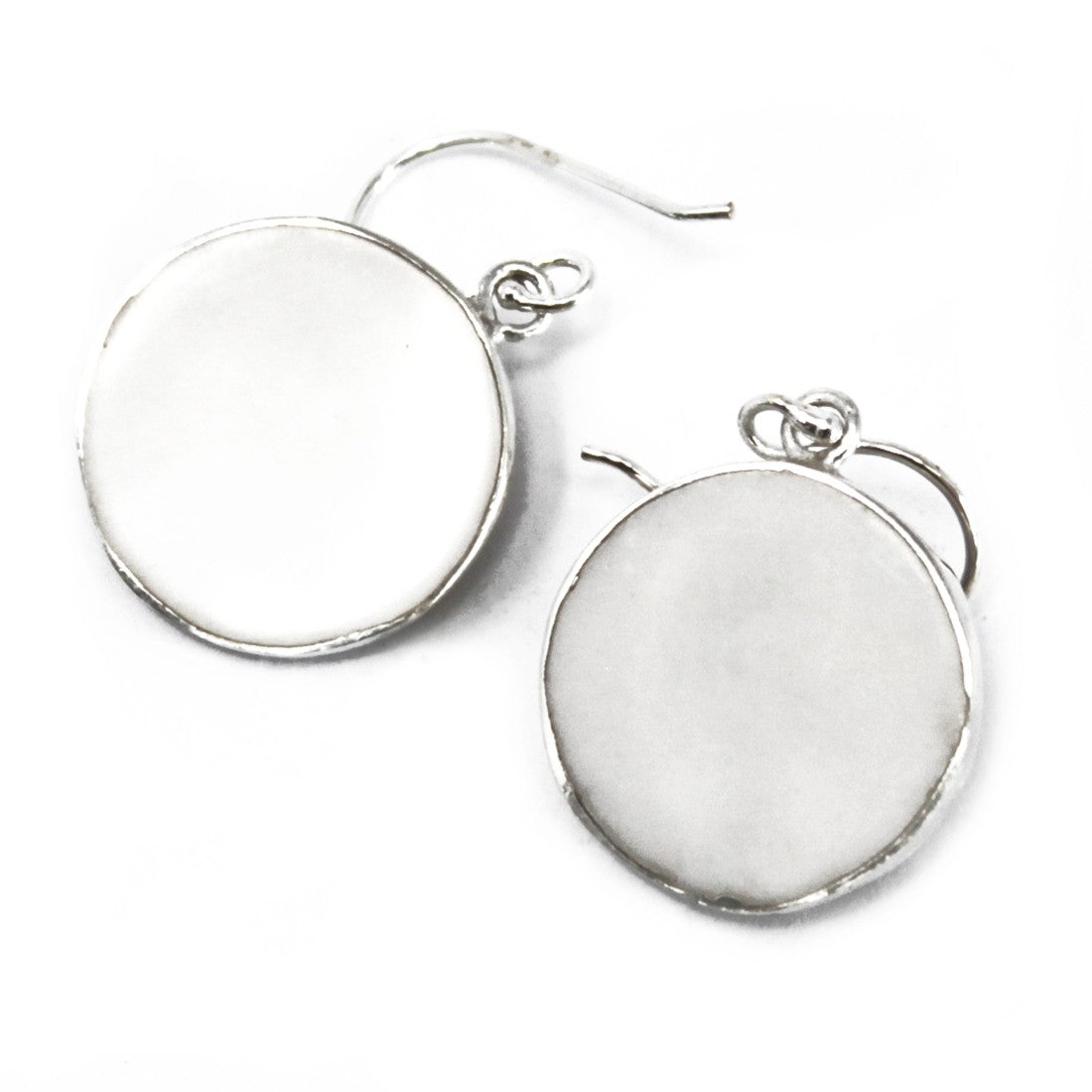 15mm Tree of Life Silver Earrings - Mother of Pearl