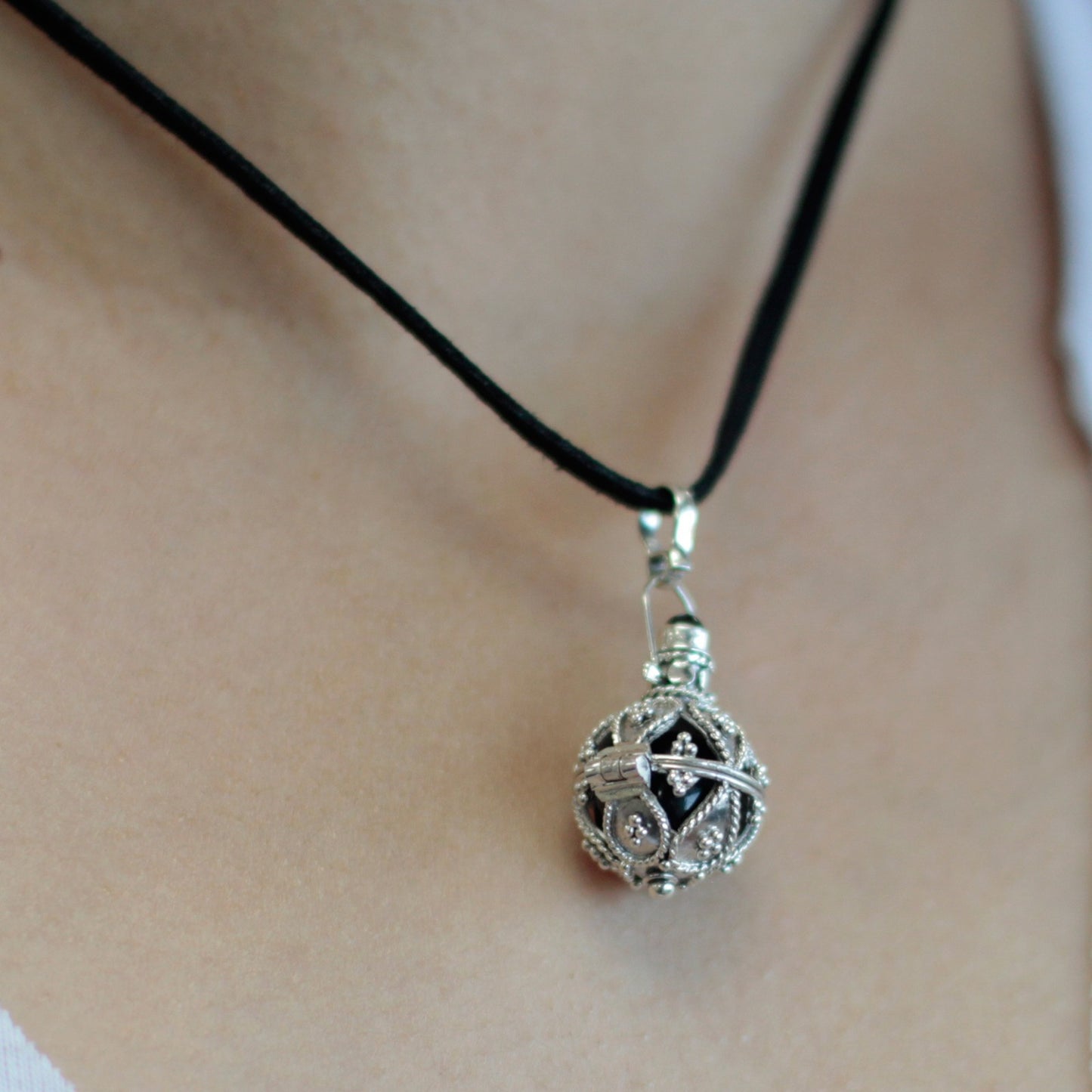 16mm Silver Darkness Angel Bell Necklace