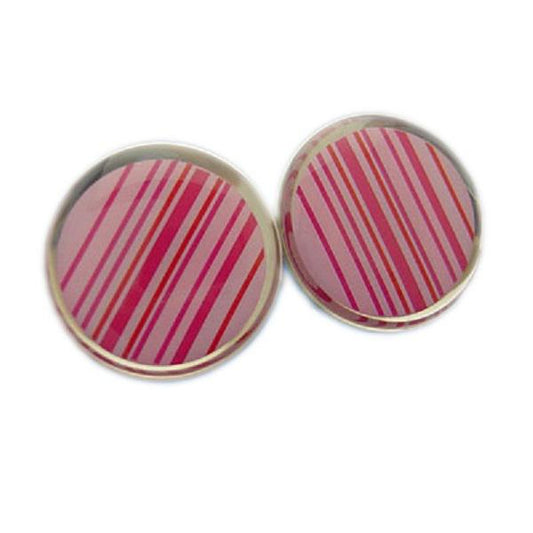 Round Stripey Classic Cufflinks - Pink | Ashton and Finch