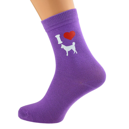 I Love Huskies Womens Purple Dog Socks| Ashton and Finch