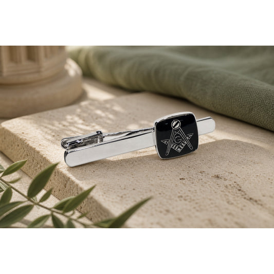 Masonic Black Silver Tie Clip – Style 2 in a themed gift-guide setting