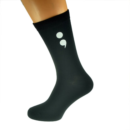 Semicolon Design Mens Black Socks| Ashton and Finch