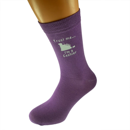 Trust Me I’m A Cashier Womens Purple Socks| Ashton and Finch