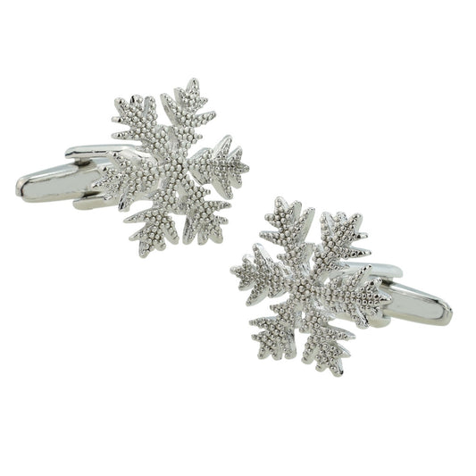 Silver Coloured Snowflake Christmas Cufflinks | Ashton and Finch