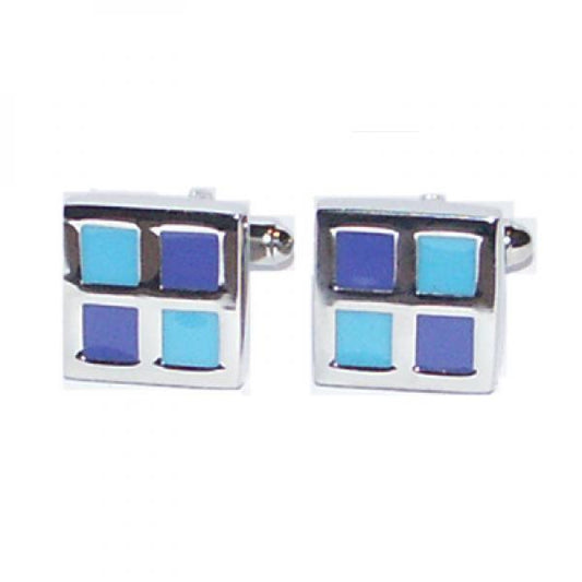 Dark Blue & Light Blue Four Squares Classic Cufflinks | Ashton and Finch