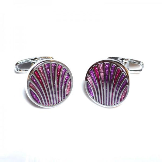 Round Purple & Red Peacock Classic Cufflinks | Ashton and Finch