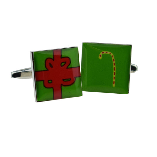 Candy Cane & Xmas Gift Christmas Cufflinks | Ashton and Finch