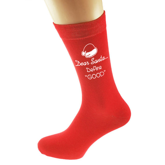 Funny Dear Santa Define Good Christmas Socks| Ashton and Finch