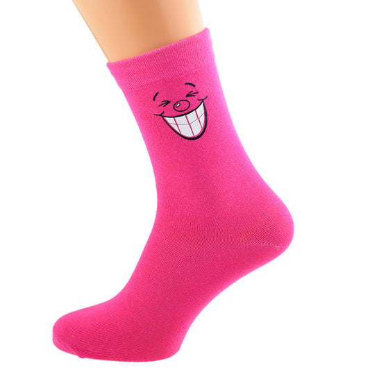 Hot Pink Funny Face Novelty Socks| Ashton and Finch