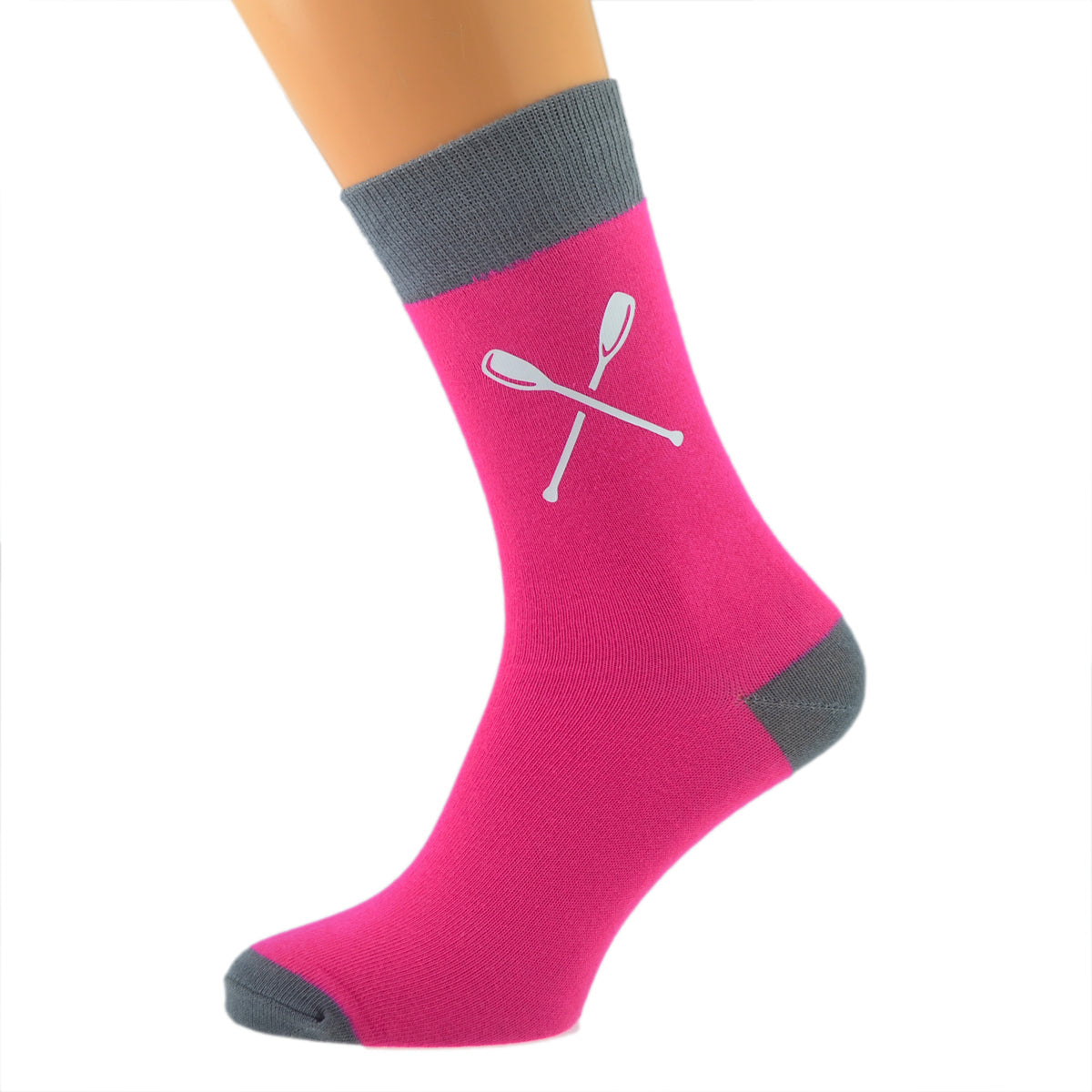 Hot Pink Slate Grey Mens Socks With Rowing Oars Design| Ashton and Finch