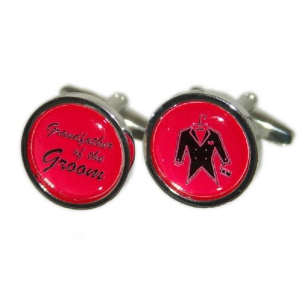 Round Red Wedding Tux Cufflinks | Ashton and Finch