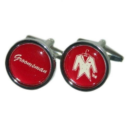 Round Burgundy Wedding Tux Cufflinks | Ashton and Finch