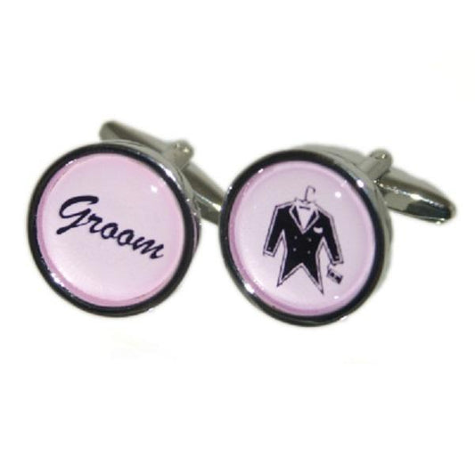 Round Pink Wedding Tux Cufflinks | Ashton and Finch