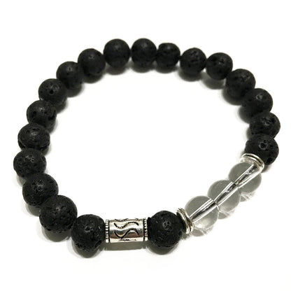 Tribal Rock Quartz Lava Stone Bracelet