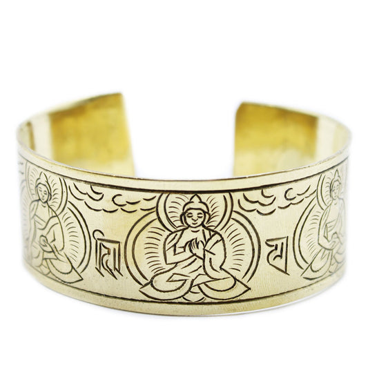 Tibetan Brass Bracelet – Five Buddha Spiritual Jewelry